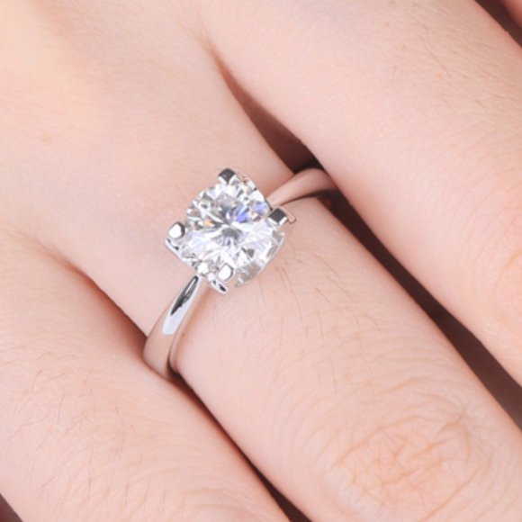 1 Carat Moissanite Solitaire Ring with 925 Sterling Silver Band - Picture 8 of 9